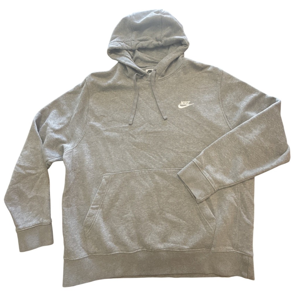 Nike Fleece Club Pullover Sweatshirt Hoodie Men's Large Gray BV2654-063